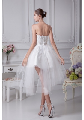 A-line Sweetheart Appliques Short Wedding Gowns with Satin and Tulle 2013