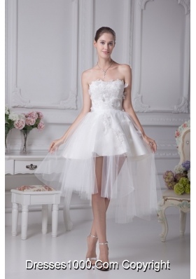 A-line Sweetheart Appliques Short Wedding Gowns with Satin and Tulle 2013