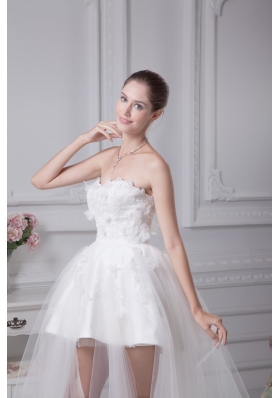 A-line Sweetheart Appliques Short Wedding Gowns with Satin and Tulle 2013