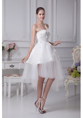 A-line Sweetheart Appliques Short Wedding Gowns with Satin and Tulle 2013