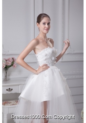 A-line Sweetheart Appliques Short Wedding Gowns with Satin and Tulle 2013