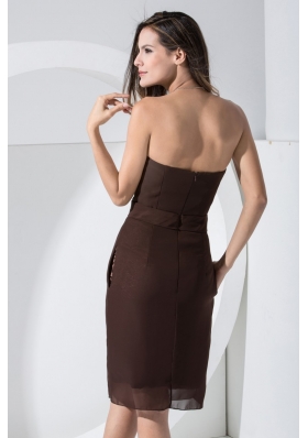 Brown Chiffon Empire Prom Dress with Bowknot and Pocket