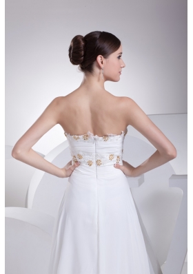 Fashion Empire Sweetheart Appliques and Beading Chiffon Wedding Dress