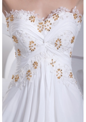 Fashion Empire Sweetheart Appliques and Beading Chiffon Wedding Dress