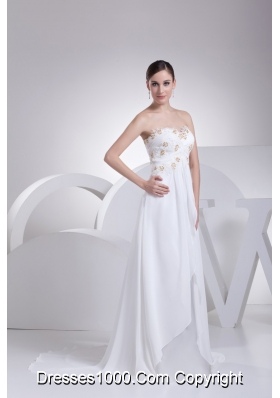 Fashion Empire Sweetheart Appliques and Beading Chiffon Wedding Dress