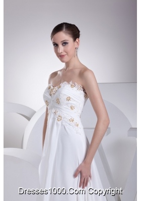 Fashion Empire Sweetheart Appliques and Beading Chiffon Wedding Dress