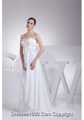 Fashion Empire Sweetheart Appliques and Beading Chiffon Wedding Dress