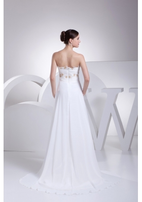 Fashion Empire Sweetheart Appliques and Beading Chiffon Wedding Dress