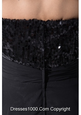 Handle Flowers and Paillettes Decorated Sweetheart Black Prom Dresses