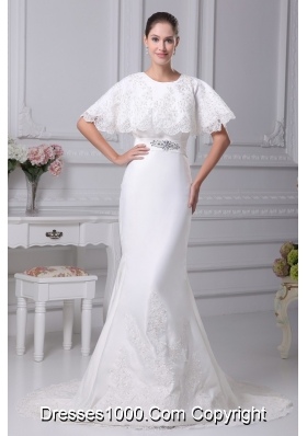 Mermaid Scoop Wedding Dress with Short Sleeves in 2013