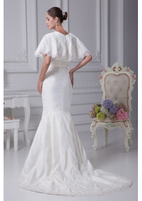 Mermaid Scoop Wedding Dress with Short Sleeves in 2013