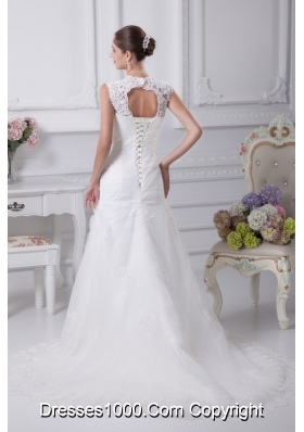 Mermaid Straps Wedding Dress with Ruching and Beading on Lace