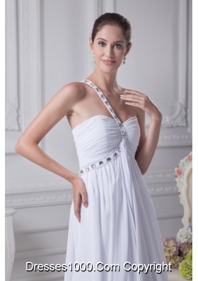 One Shoulder Empire Chiffon Wedding Gowns with Beading 2013