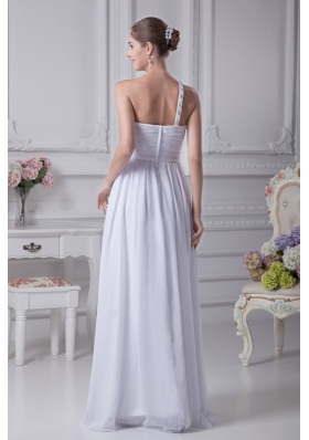 One Shoulder Empire Chiffon Wedding Gowns with Beading 2013