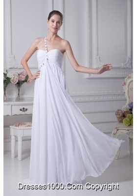 One Shoulder Empire Chiffon Wedding Gowns with Beading 2013