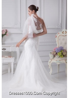 One Shoulder Sash Mermaid Wedding Dress with Tulle in 2013