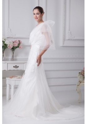 One Shoulder Sash Mermaid Wedding Dress with Tulle in 2013