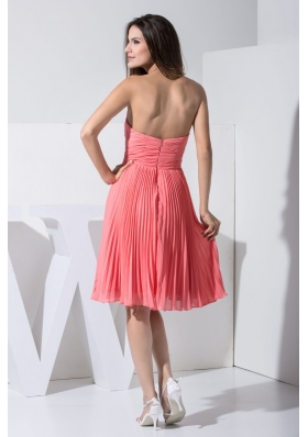 Pleating and Ruching Prom Dress with Beading Decorated Sweetheart Neckline