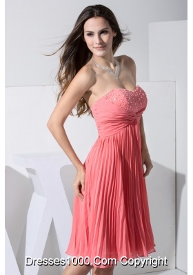 Pleating and Ruching Prom Dress with Beading Decorated Sweetheart Neckline