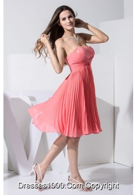 Pleating and Ruching Prom Dress with Beading Decorated Sweetheart Neckline