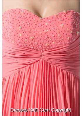 Pleating and Ruching Prom Dress with Beading Decorated Sweetheart Neckline