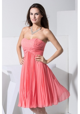 Pleating and Ruching Prom Dress with Beading Decorated Sweetheart Neckline