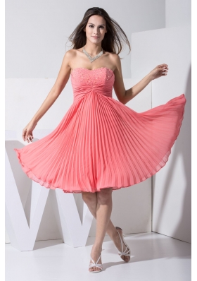 Pleating and Ruching Prom Dress with Beading Decorated Sweetheart Neckline