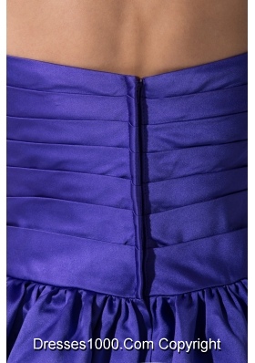 Ruche Decorated A-line Purple Prom Dress with Ruffled Strapless Neckline