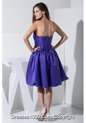 Ruche Decorated A-line Purple Prom Dress with Ruffled Strapless Neckline