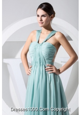 Ruching V-neck Watteau Train Prom Dress with Transparent Waist