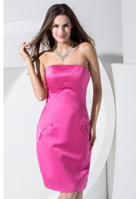 Strapless Bodice Knee-length Zipper-up Back Prom Dress with Pockets