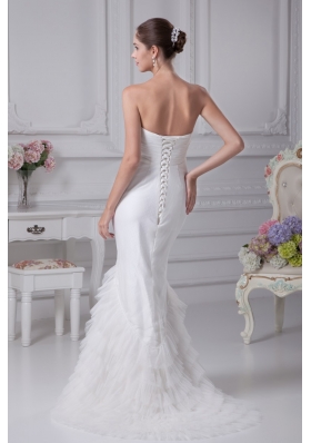 Sweetheart Ruffled Layers Mermaid Wedding Gowns with Ruching and Beading