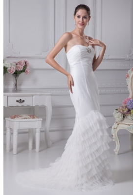 Sweetheart Ruffled Layers Mermaid Wedding Gowns with Ruching and Beading