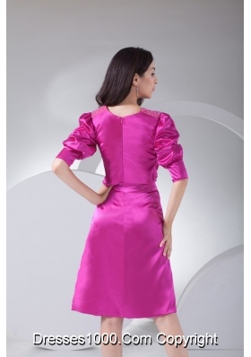 1/2 Puffy Sleeves Surplice V-neck Prom Dress with Removeable Sash