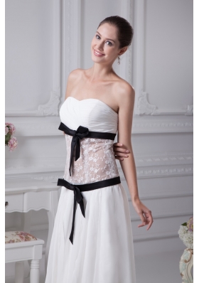 2013 Black Sashes Sweetheart Sheer lace Chiffon Bridal Gown