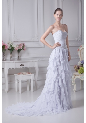 2013 New Sweetheart Ruffles Appliques Bridal Gown with Chiffon