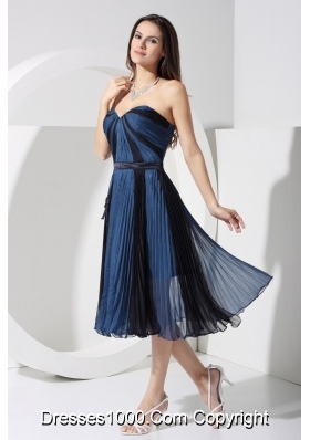 A-line Pleated Two-toned Sweetheart Prom Dress with Bowknot