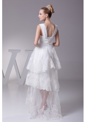 A-line Sweetheart Nackline Ruffled Layers Embroidery Wedding Dress