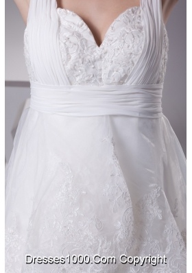 A-line Sweetheart Nackline Ruffled Layers Embroidery Wedding Dress