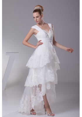 A-line Sweetheart Nackline Ruffled Layers Embroidery Wedding Dress