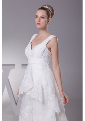 A-line Sweetheart Nackline Ruffled Layers Embroidery Wedding Dress