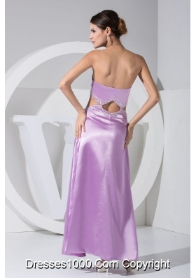 Ankle-length Sweetheart Cool Back Prom Dresses with Slit and Cutout