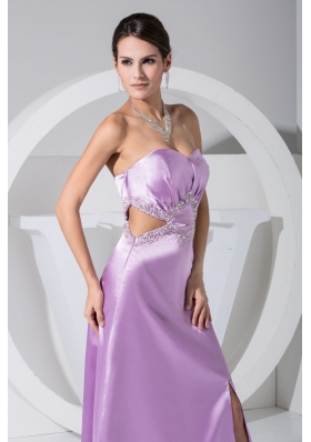 Ankle-length Sweetheart Cool Back Prom Dresses with Slit and Cutout