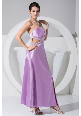 Ankle-length Sweetheart Cool Back Prom Dresses with Slit and Cutout