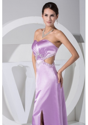 Ankle-length Sweetheart Cool Back Prom Dresses with Slit and Cutout