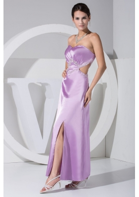 Ankle-length Sweetheart Cool Back Prom Dresses with Slit and Cutout