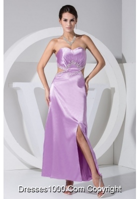 Ankle-length Sweetheart Cool Back Prom Dresses with Slit and Cutout