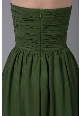 Brand New A-line Halter Top Ruched Dark Green Prom Dress