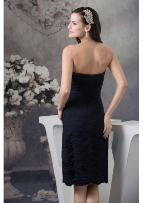 Brand New Strapless Ruched Black Prom Dress Knee-length