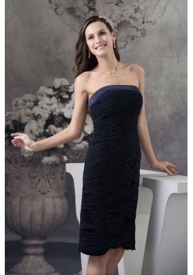 Brand New Strapless Ruched Black Prom Dress Knee-length